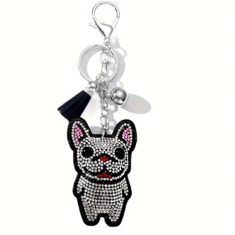 French Bulldog Frenchie Rhinestone Keychain ornament stocking stuffer